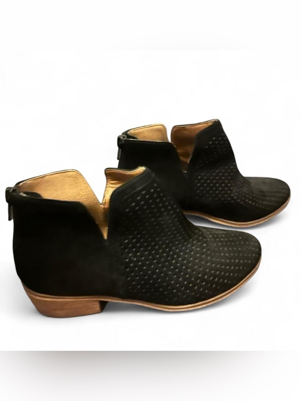 Women’s Black Perforated Ankle Boots